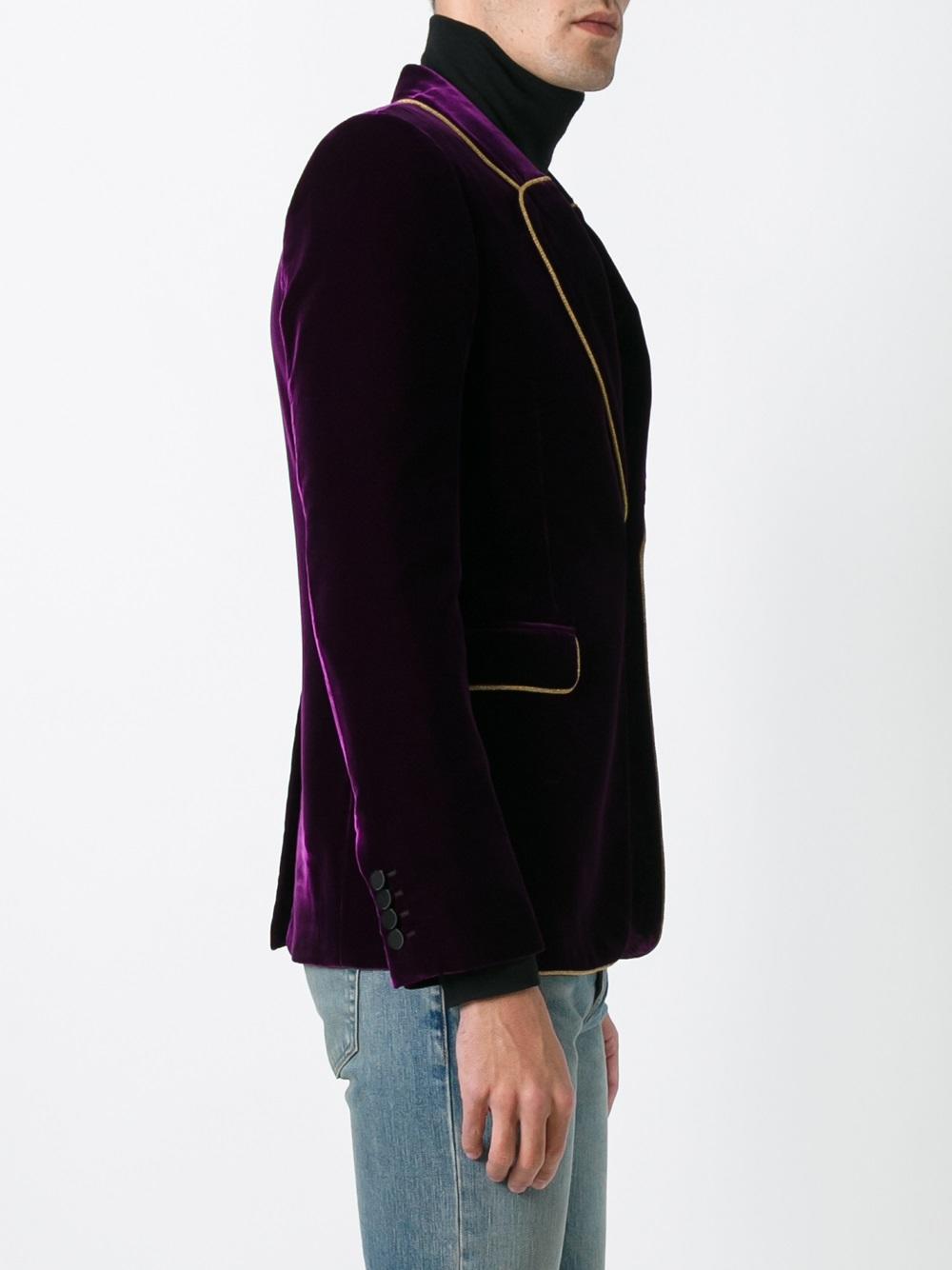 contrast trim velvet blazer