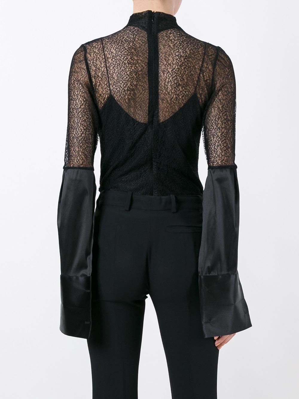 slit longsleeves sheer blouse