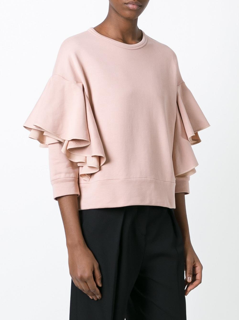 ruffled sleeves sweatshirt