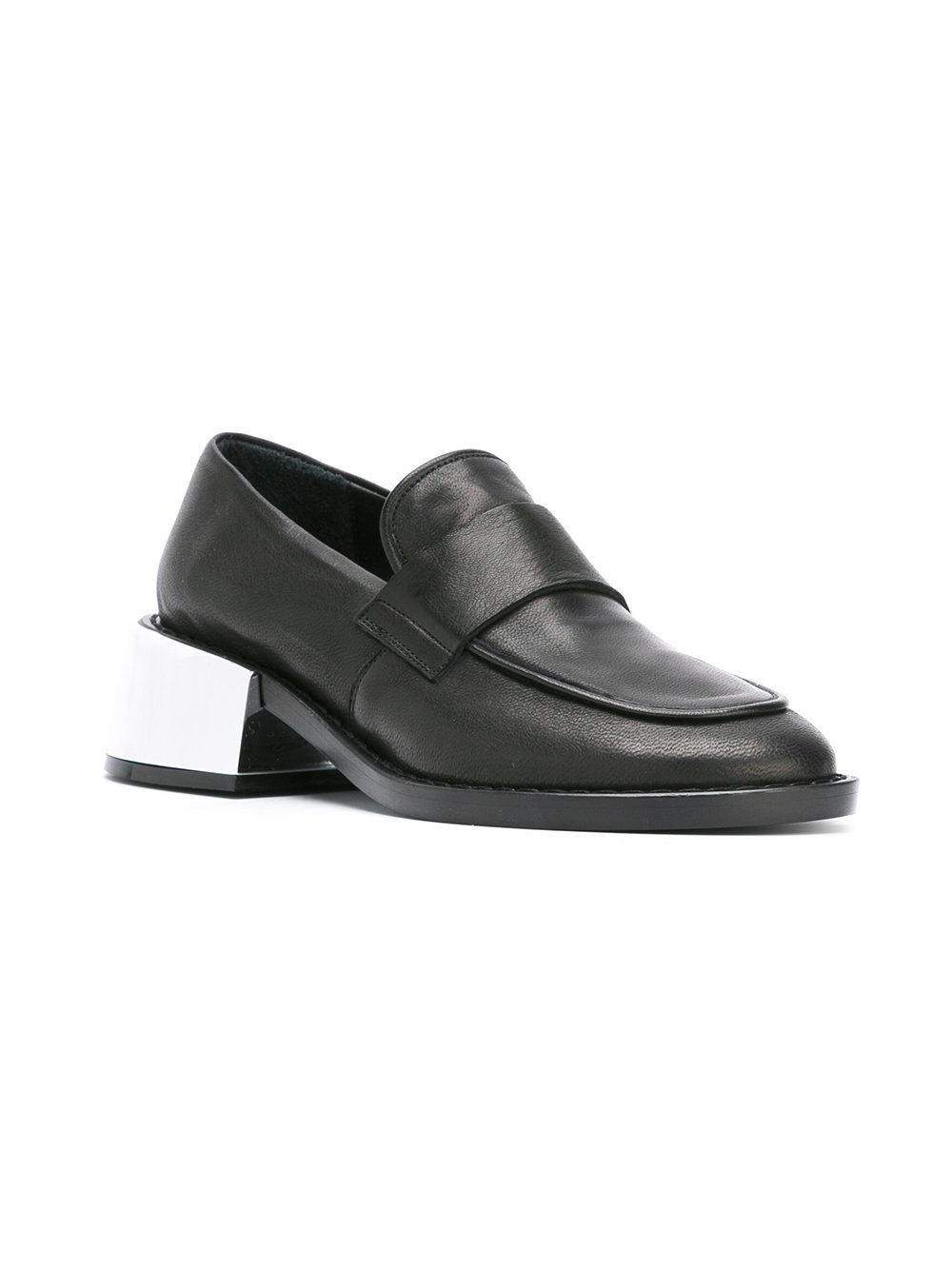 metallic heel penny loafers