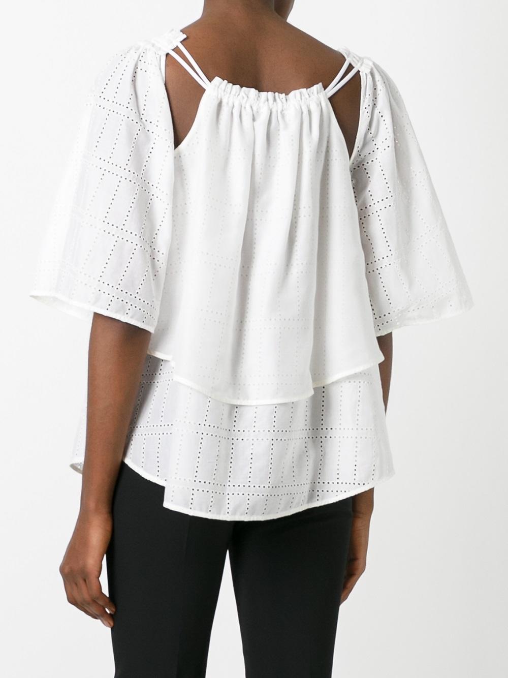 ruffled shift blouse