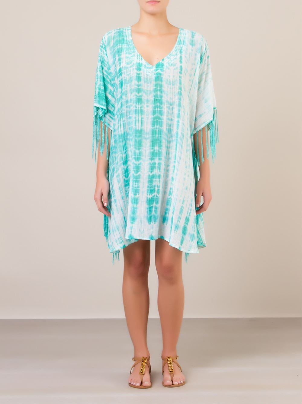 v-neck printed kaftan