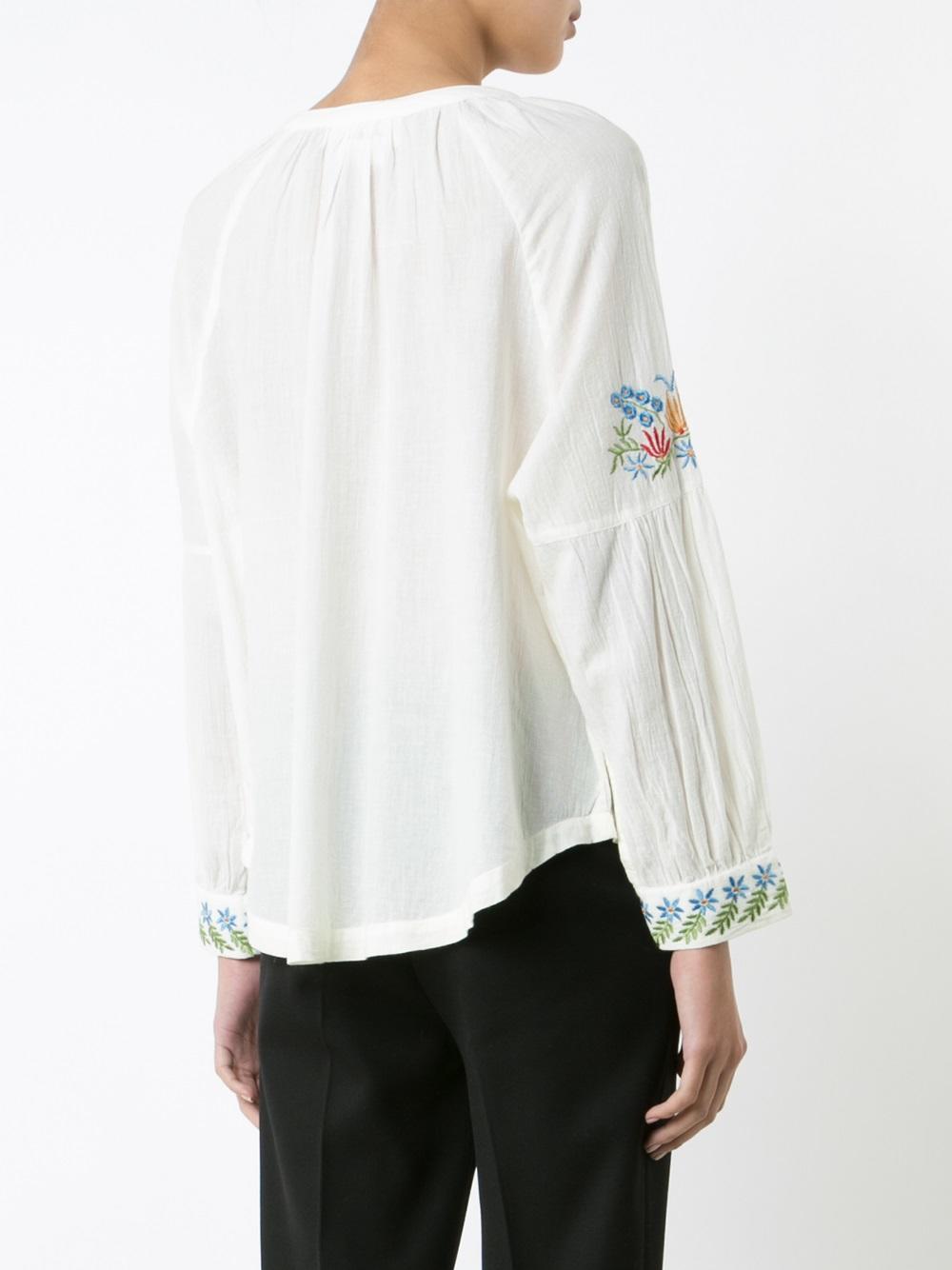 embroidered sleeves blouse