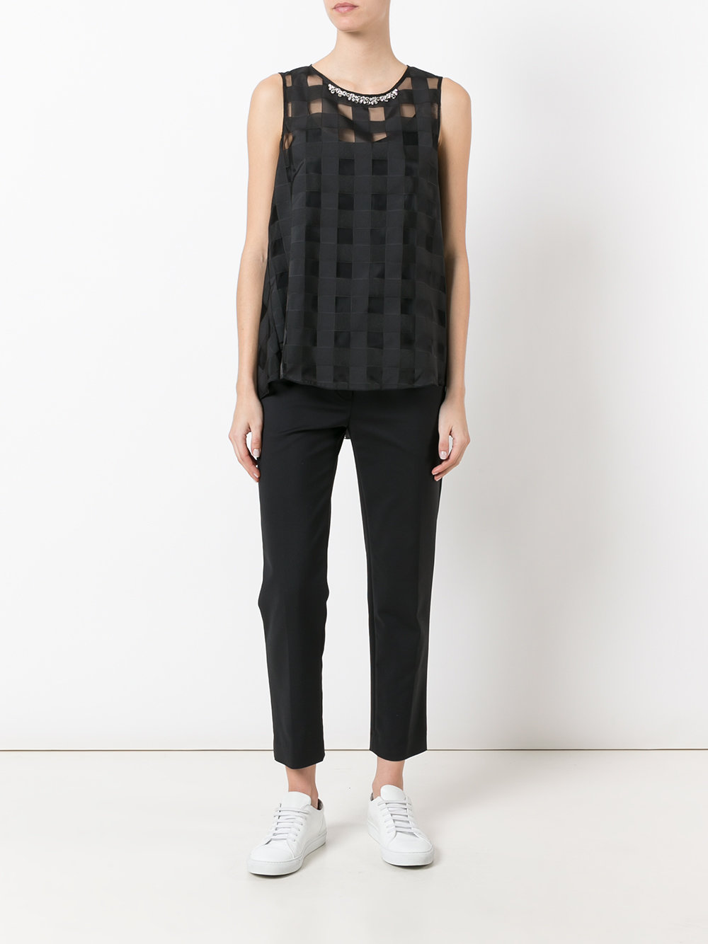sheer square-cut blouse
