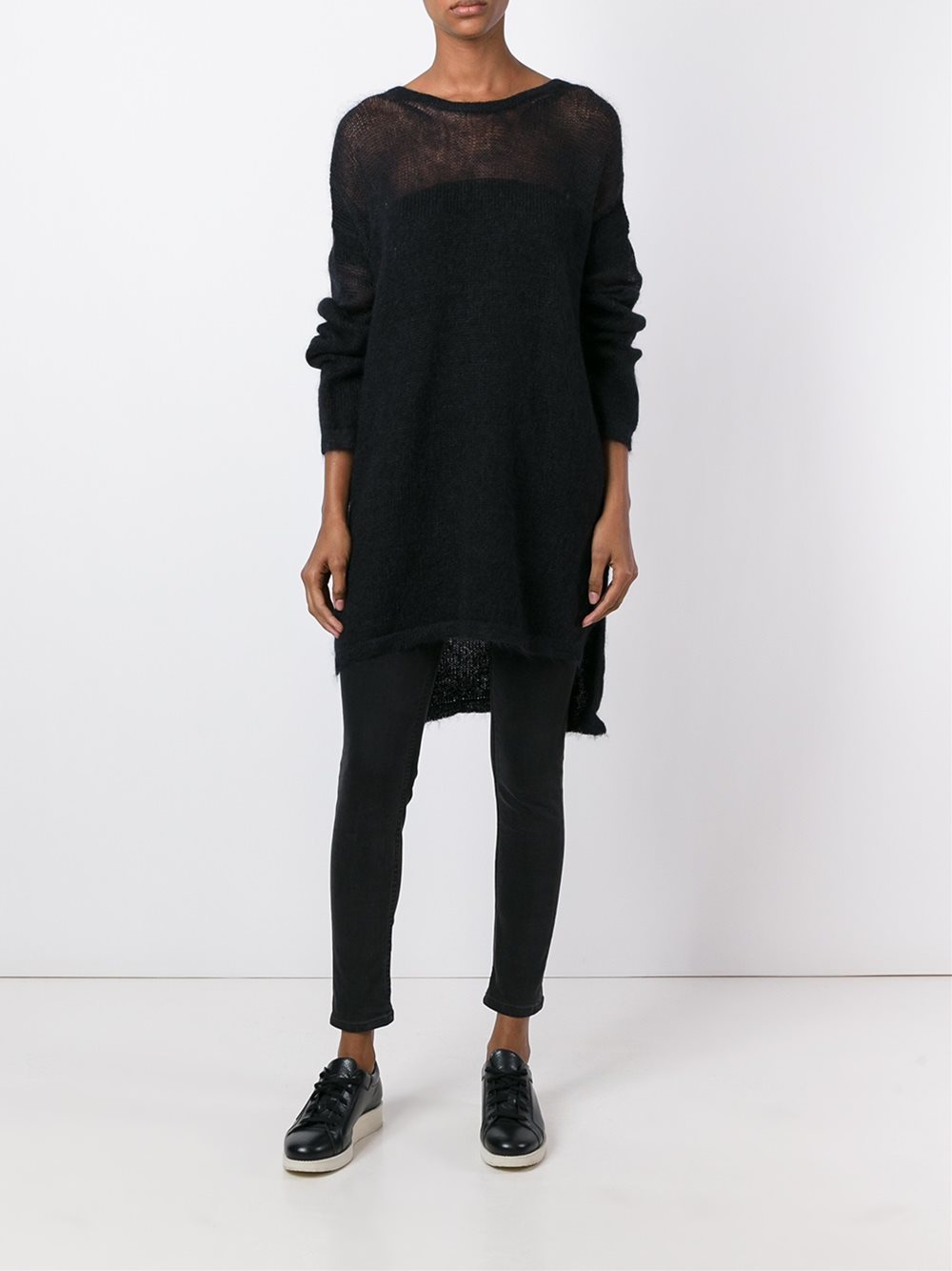 semi sheer long fit jumper