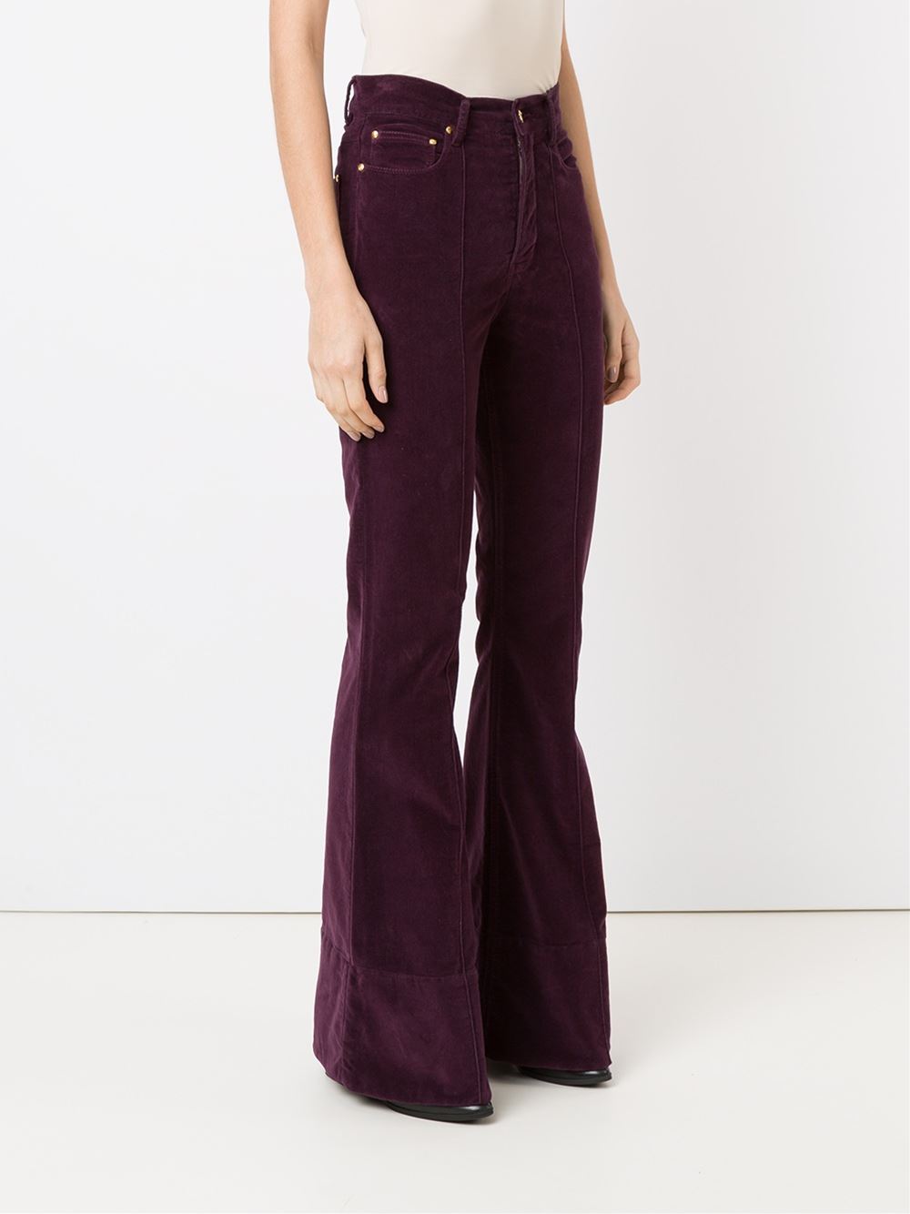 velvet flared trousers