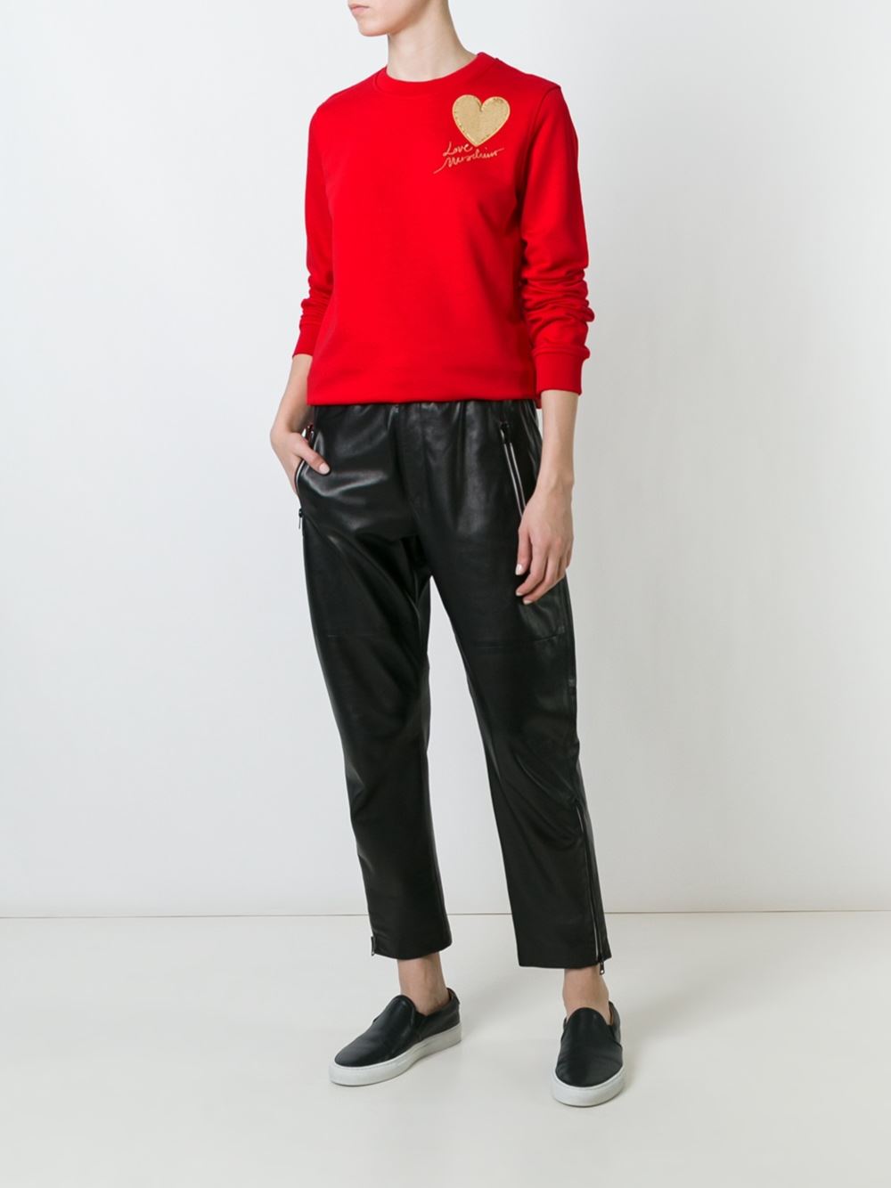 sequined heart patch sweatshirt