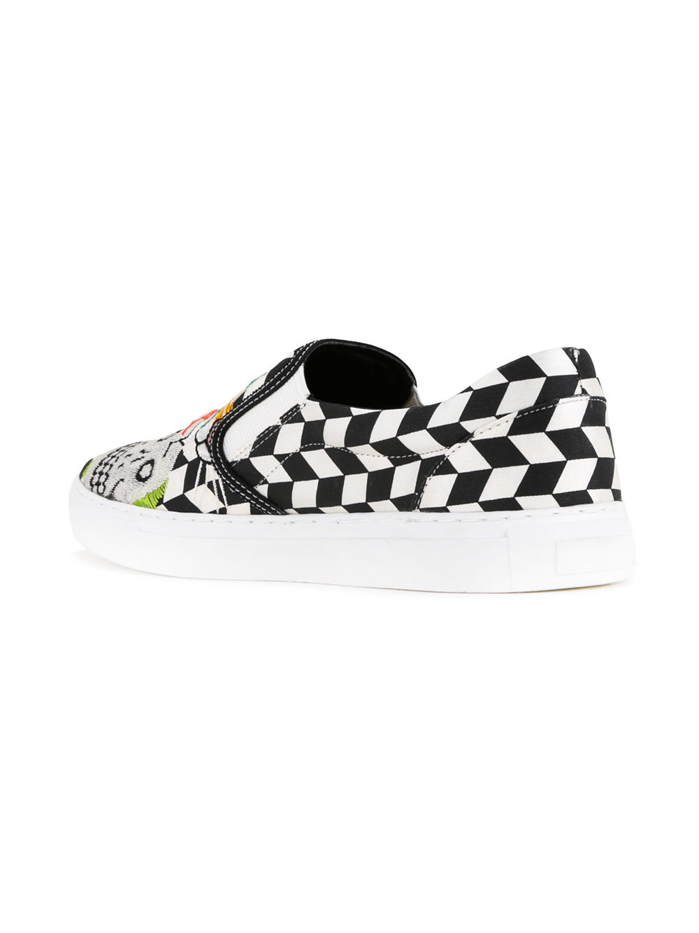 skull embroidered slip-on sneakers