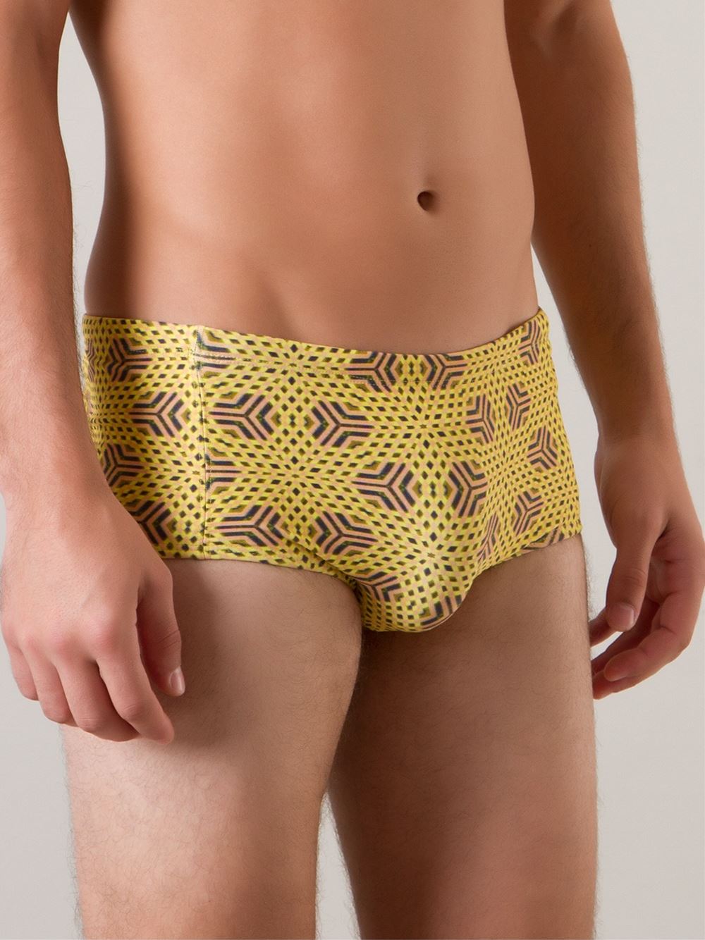 printed swim trunks