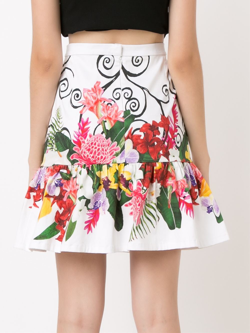 high waisted floral skirt