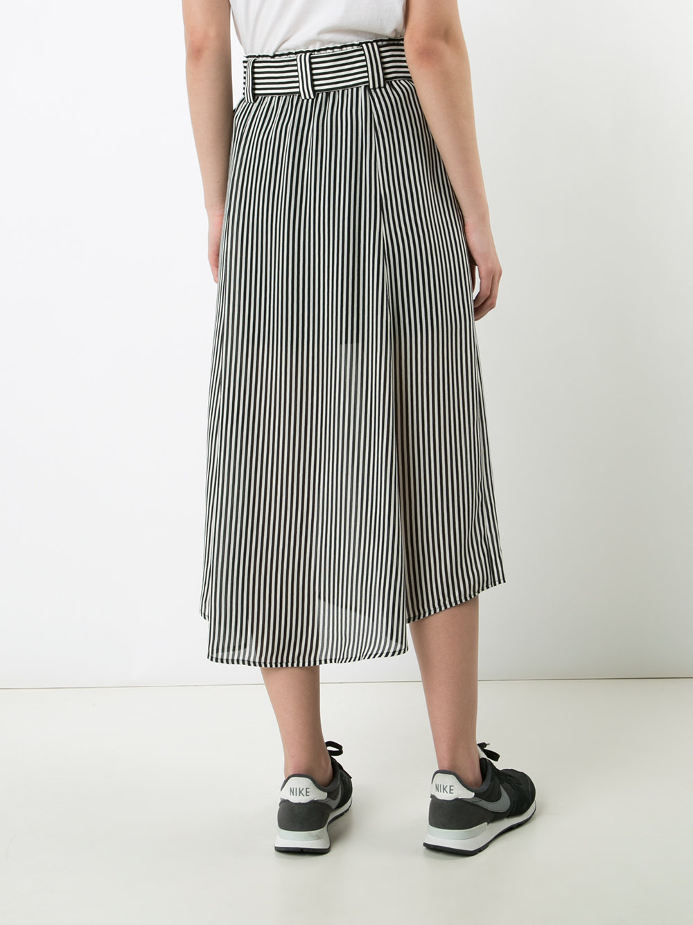 belted striped skirt