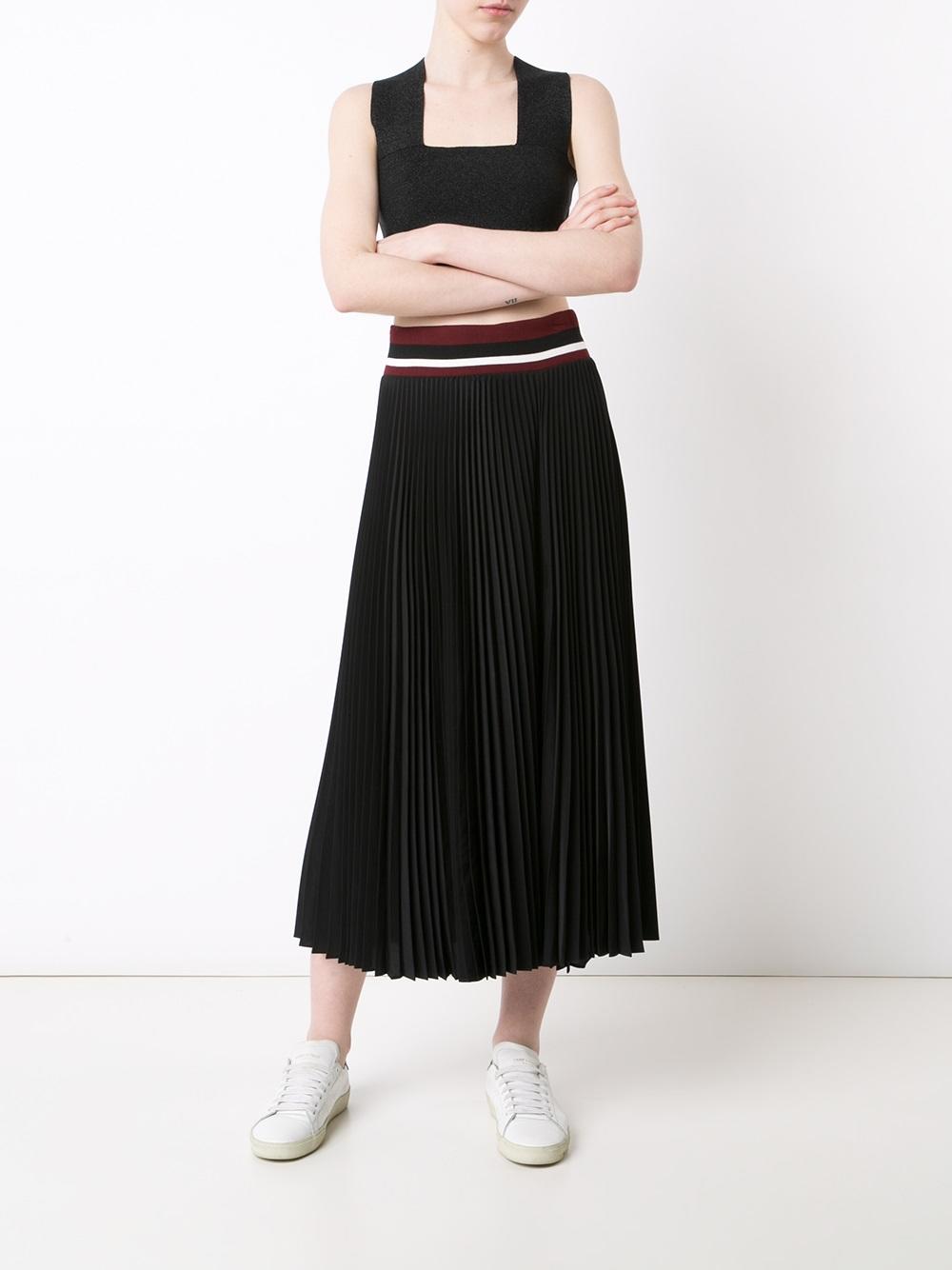 striped waistband pleated skirt