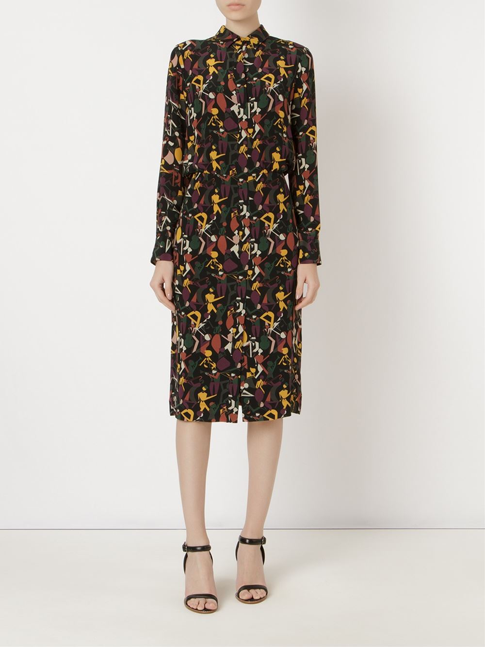 midi printed shirt dress