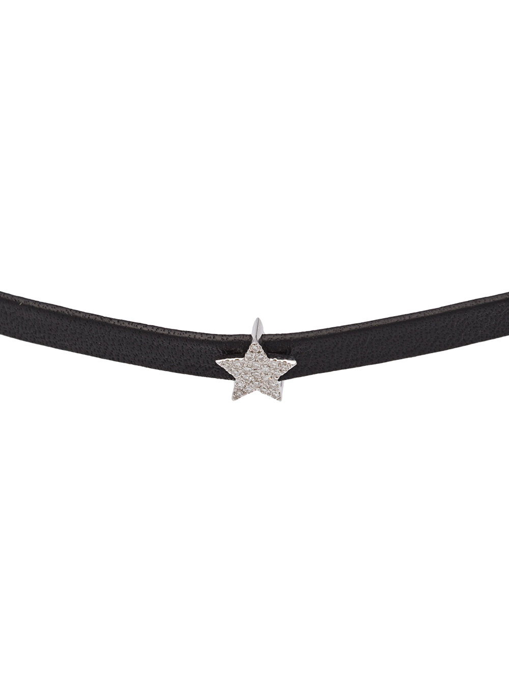 diamond mini star leather choker