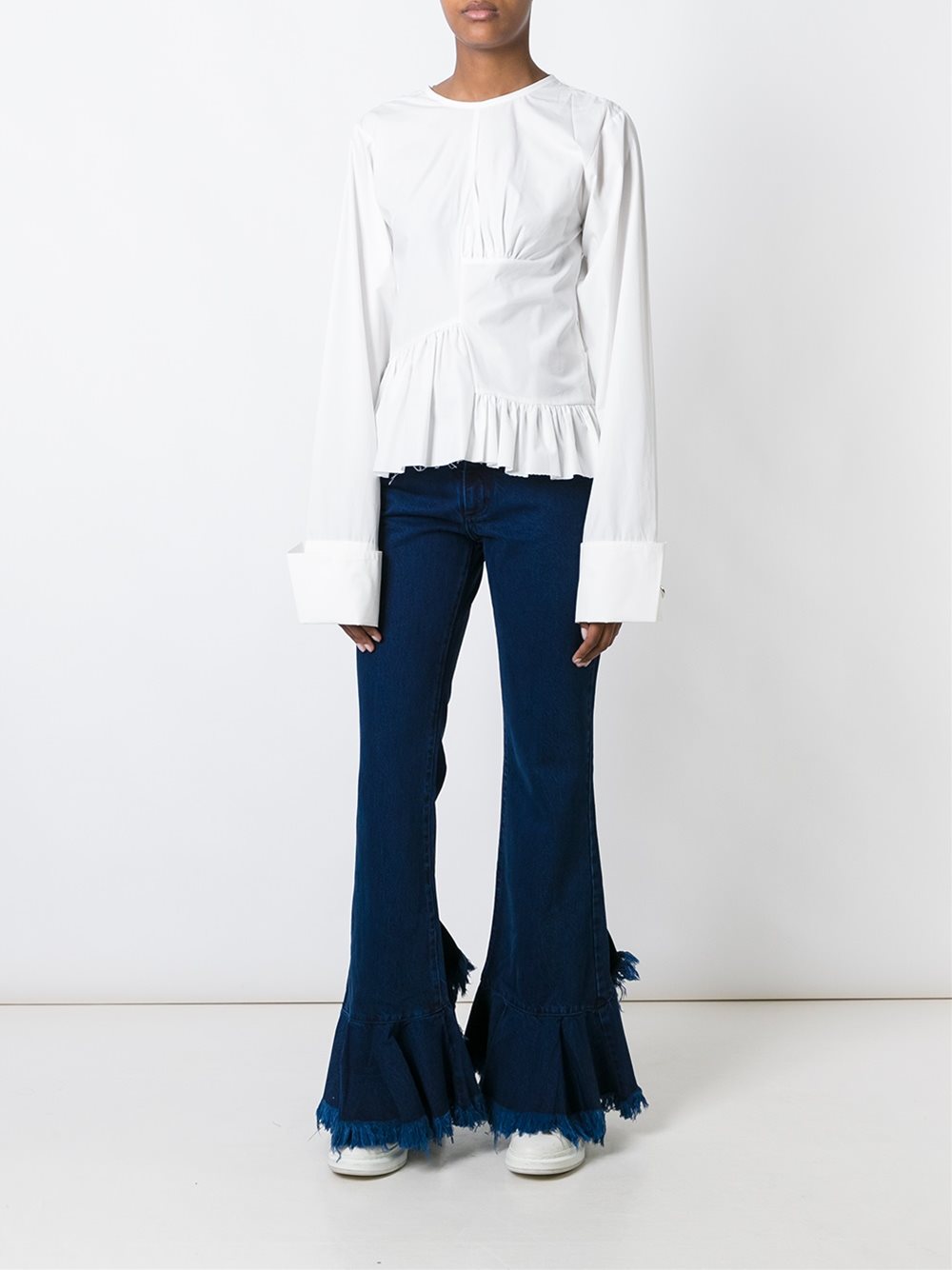 flared pleated jeans