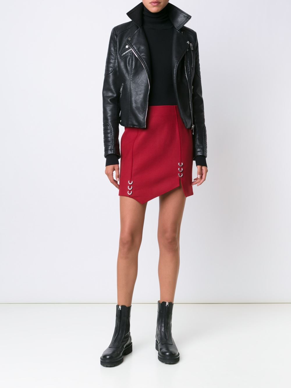 piercing detail asymmetric skirt