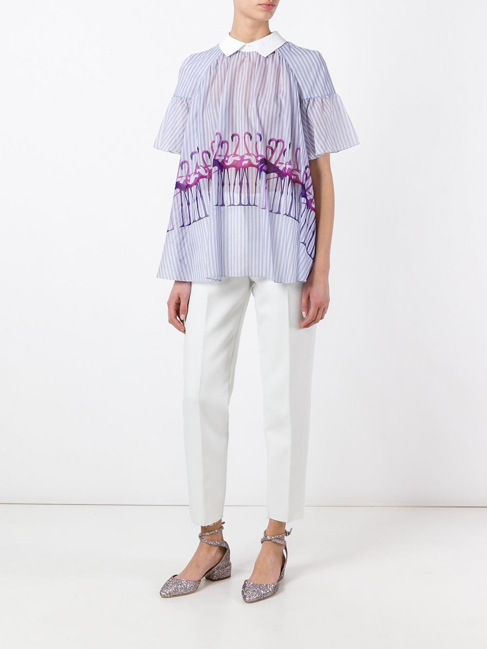 flamingo print blouse 