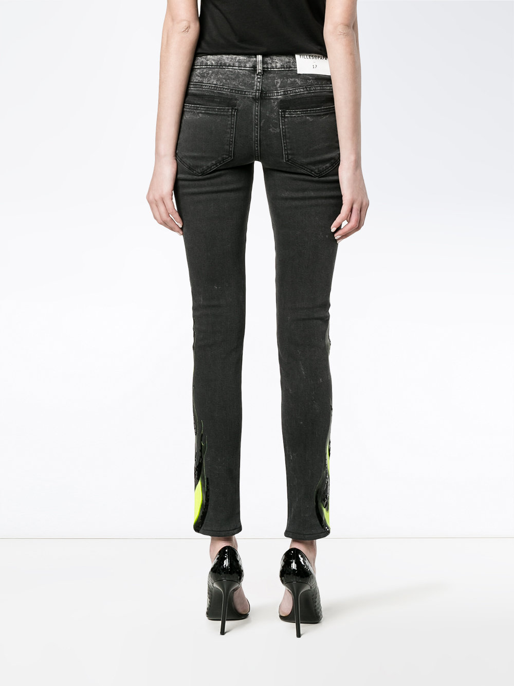 flame print skinny jeans
