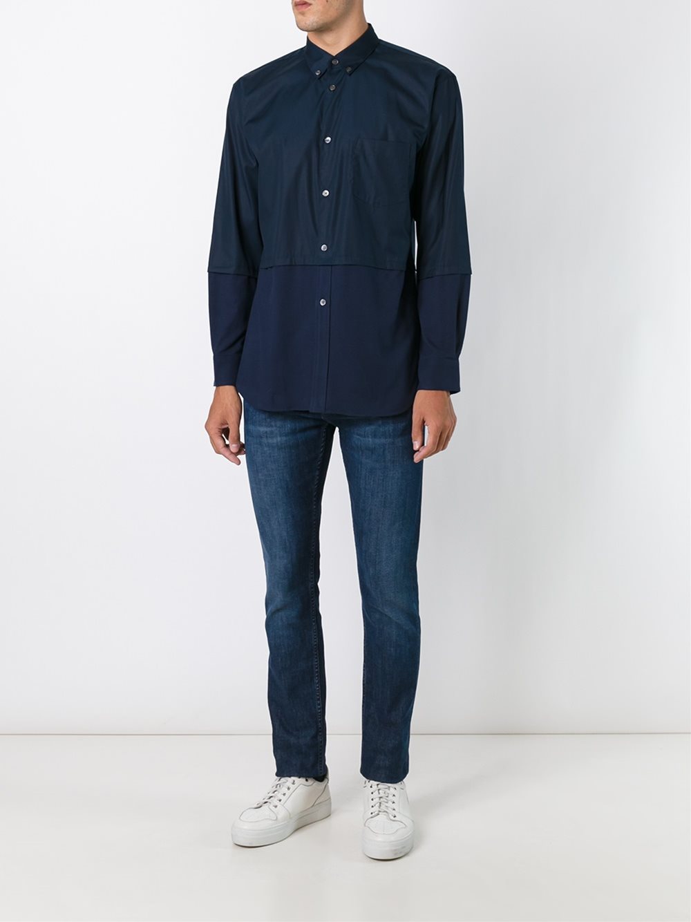 panelled button down shirt