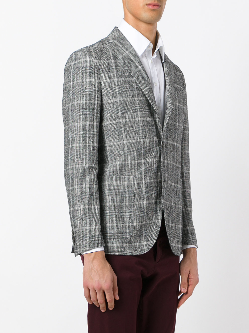 checked two-button blazer