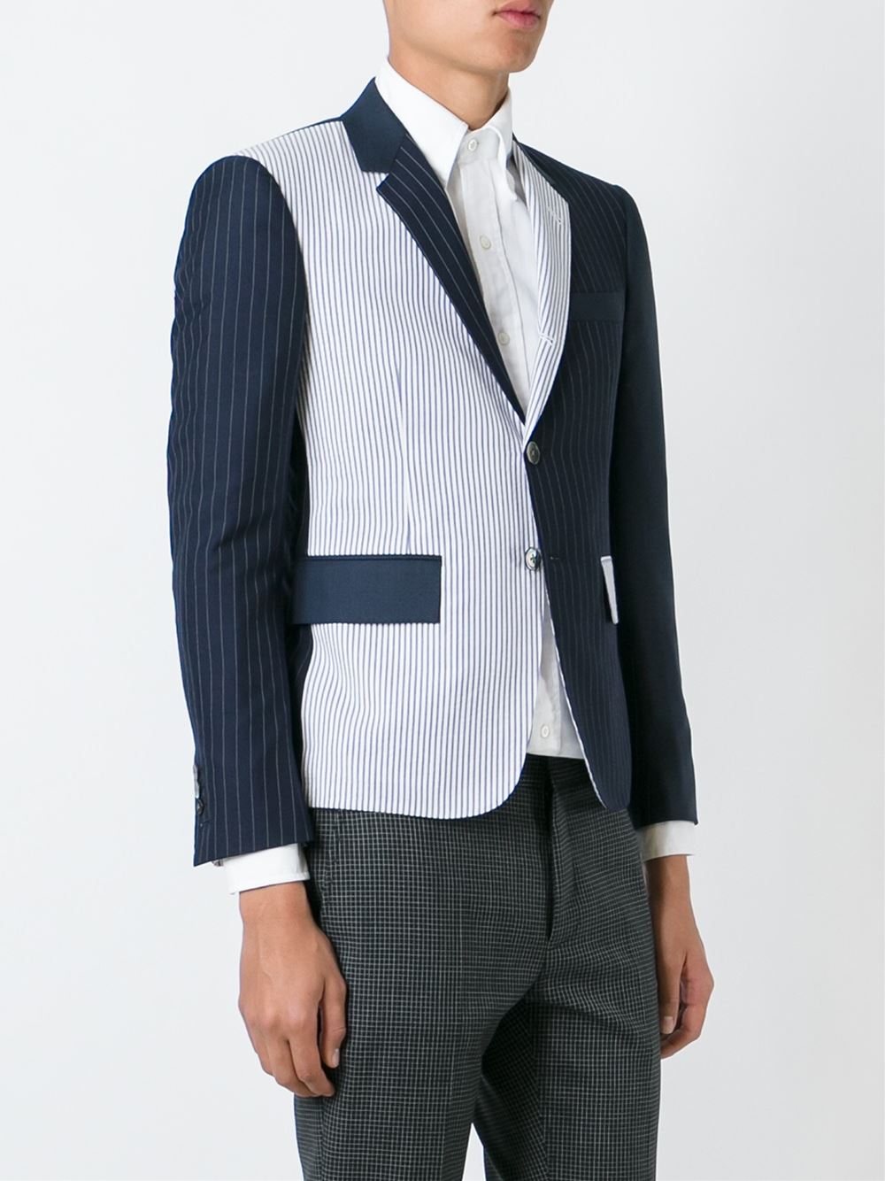胸袋条纹西装夹克