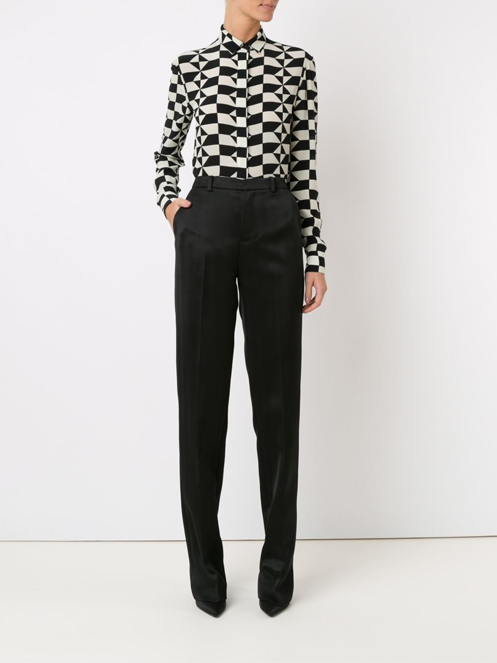 straight leg jacquard trousers