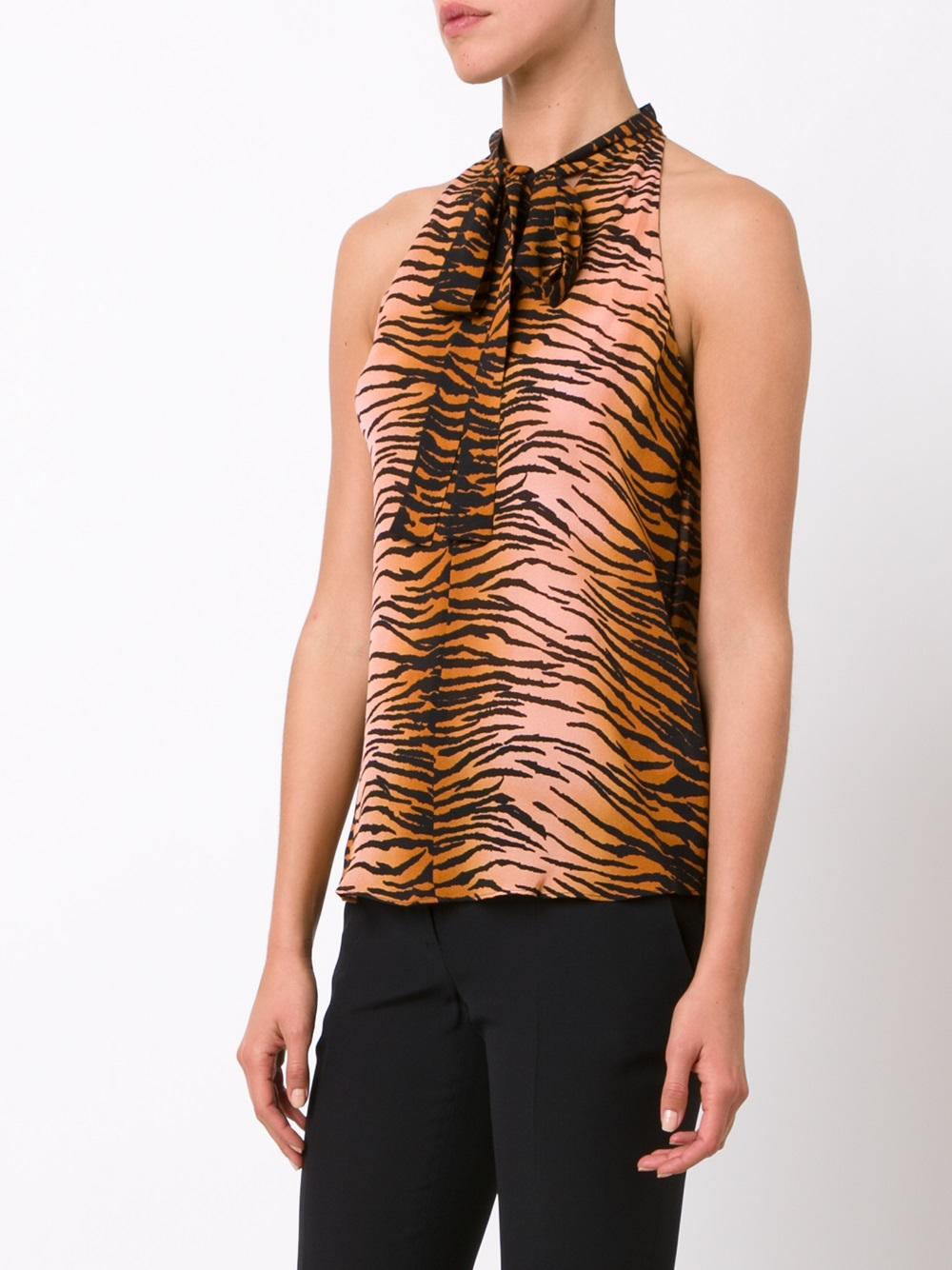 tiger print sleeveless blouse