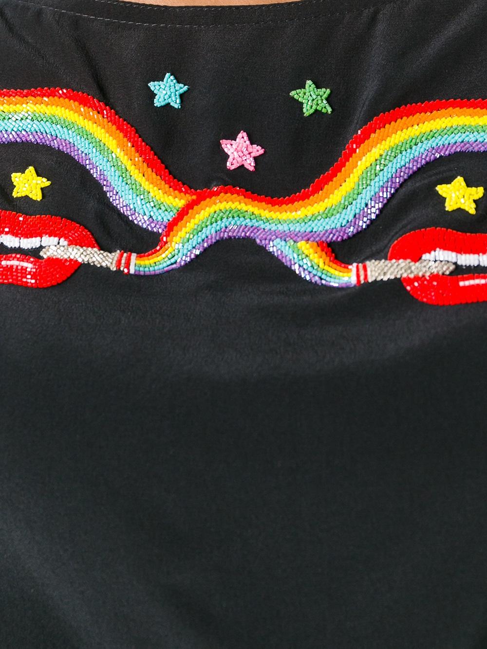 smoking lips beaded blouse