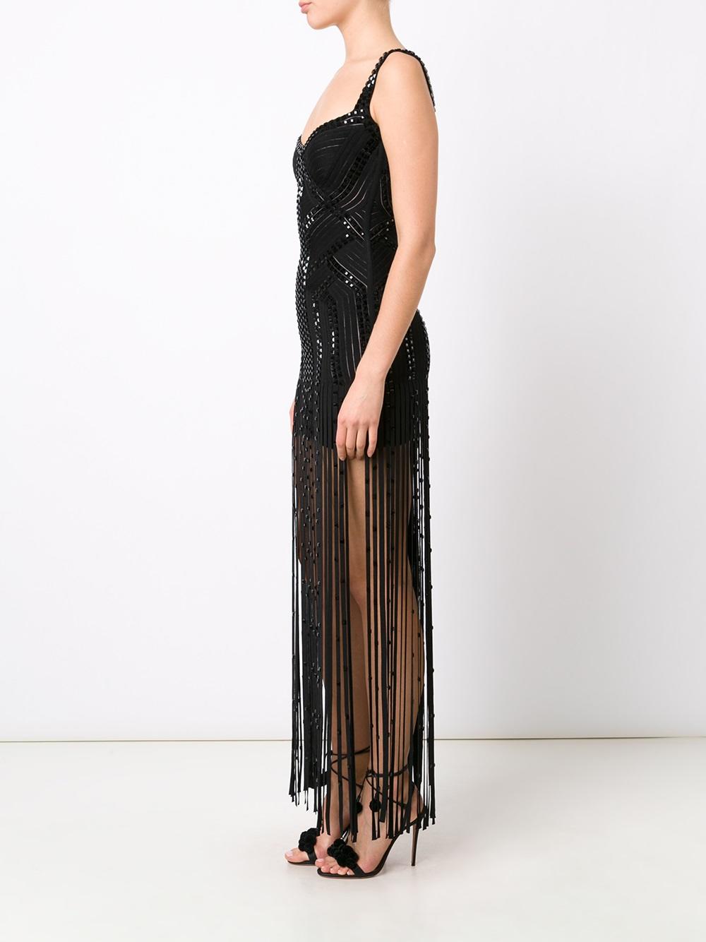 embellished semi sheer dress