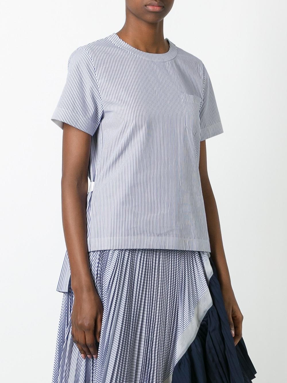 striped accordion pleat top