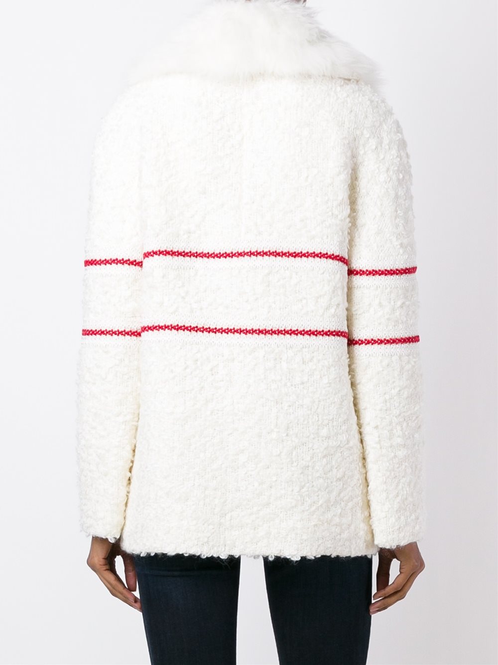textured padded goat fur collar jacket