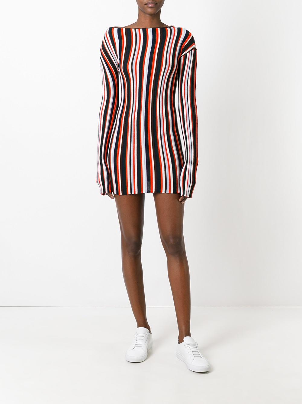 striped knitted mini dress