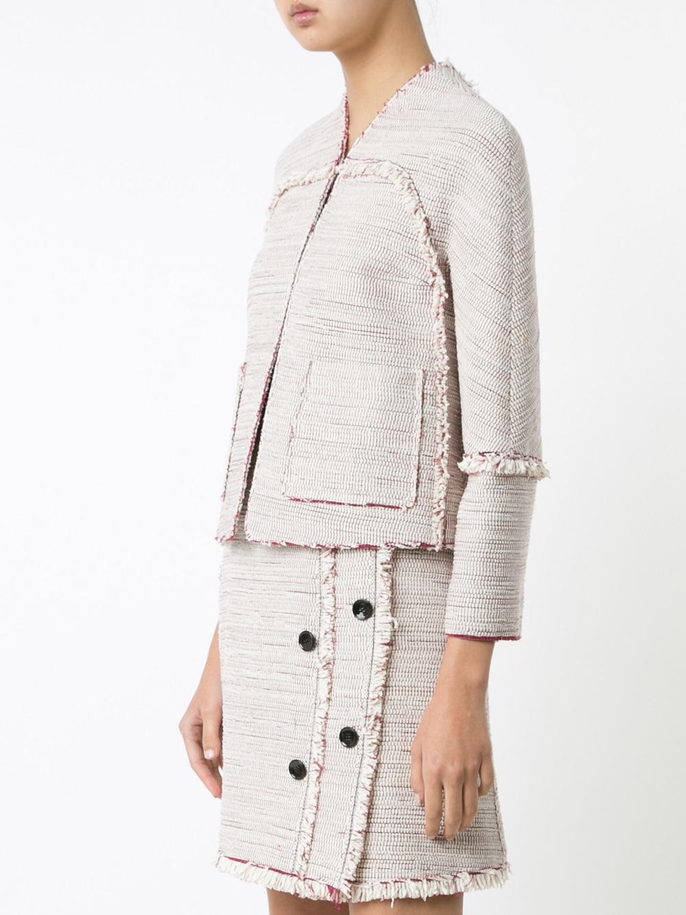 collarless tweed jacket