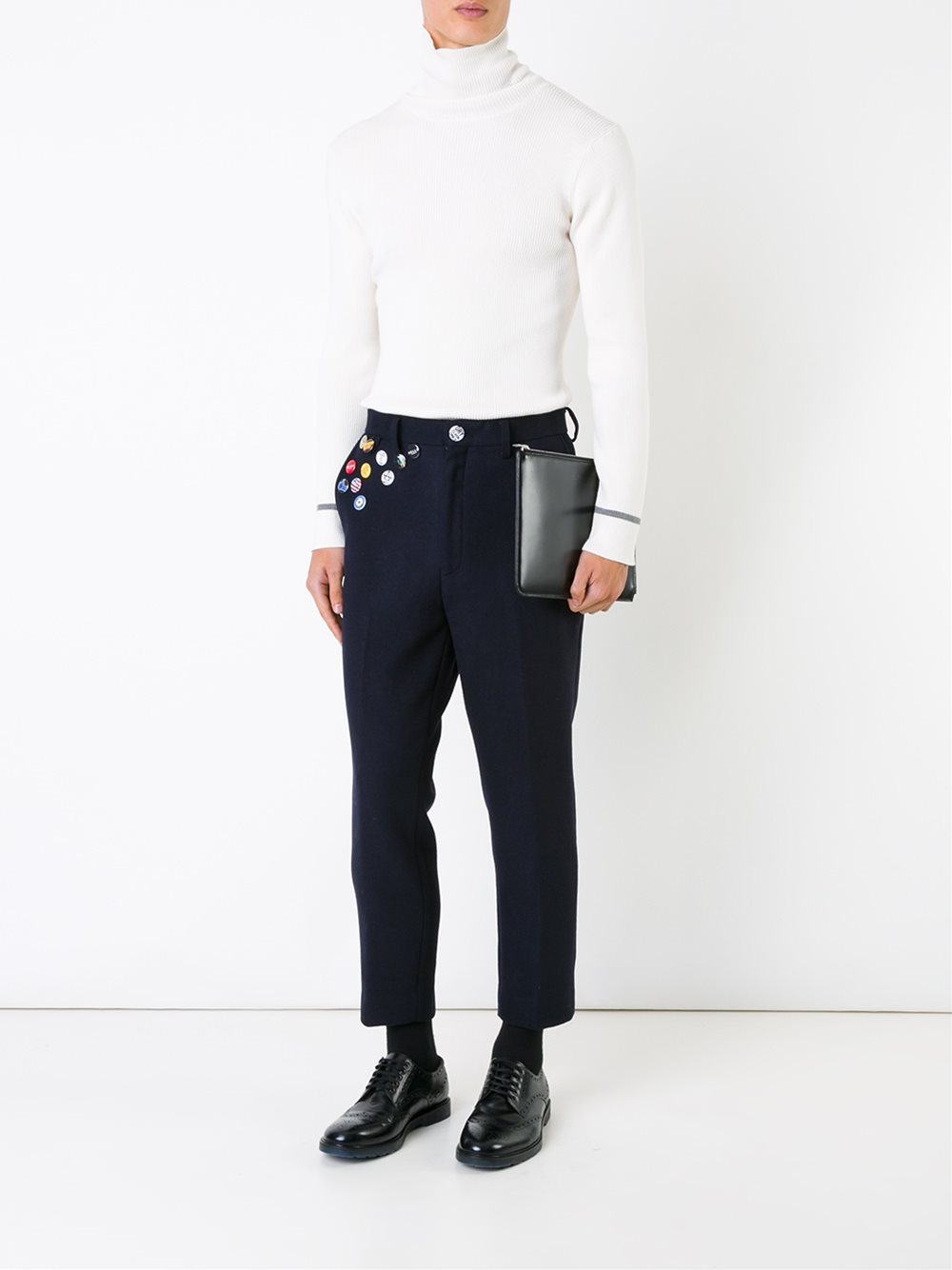 pin detail cropped trousers