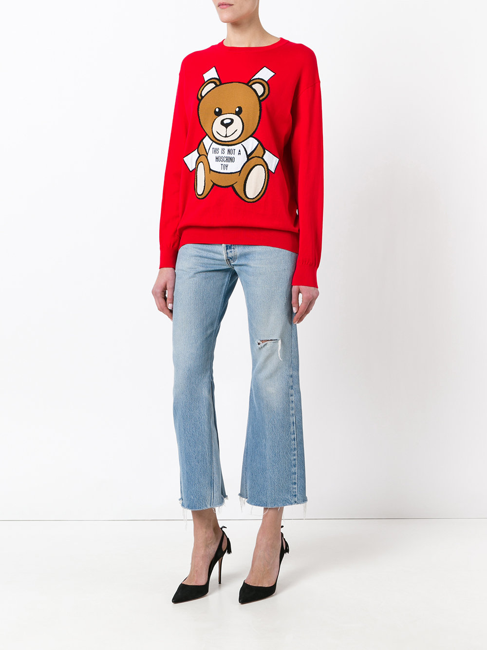 paper toy bear intarsia jumper