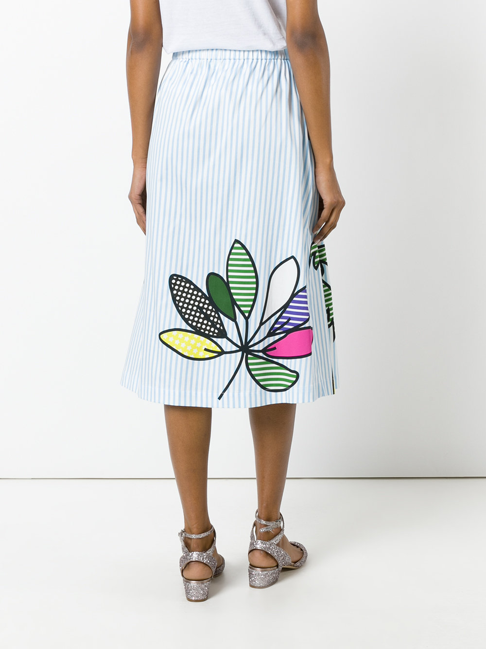 mixed print A-line skirt