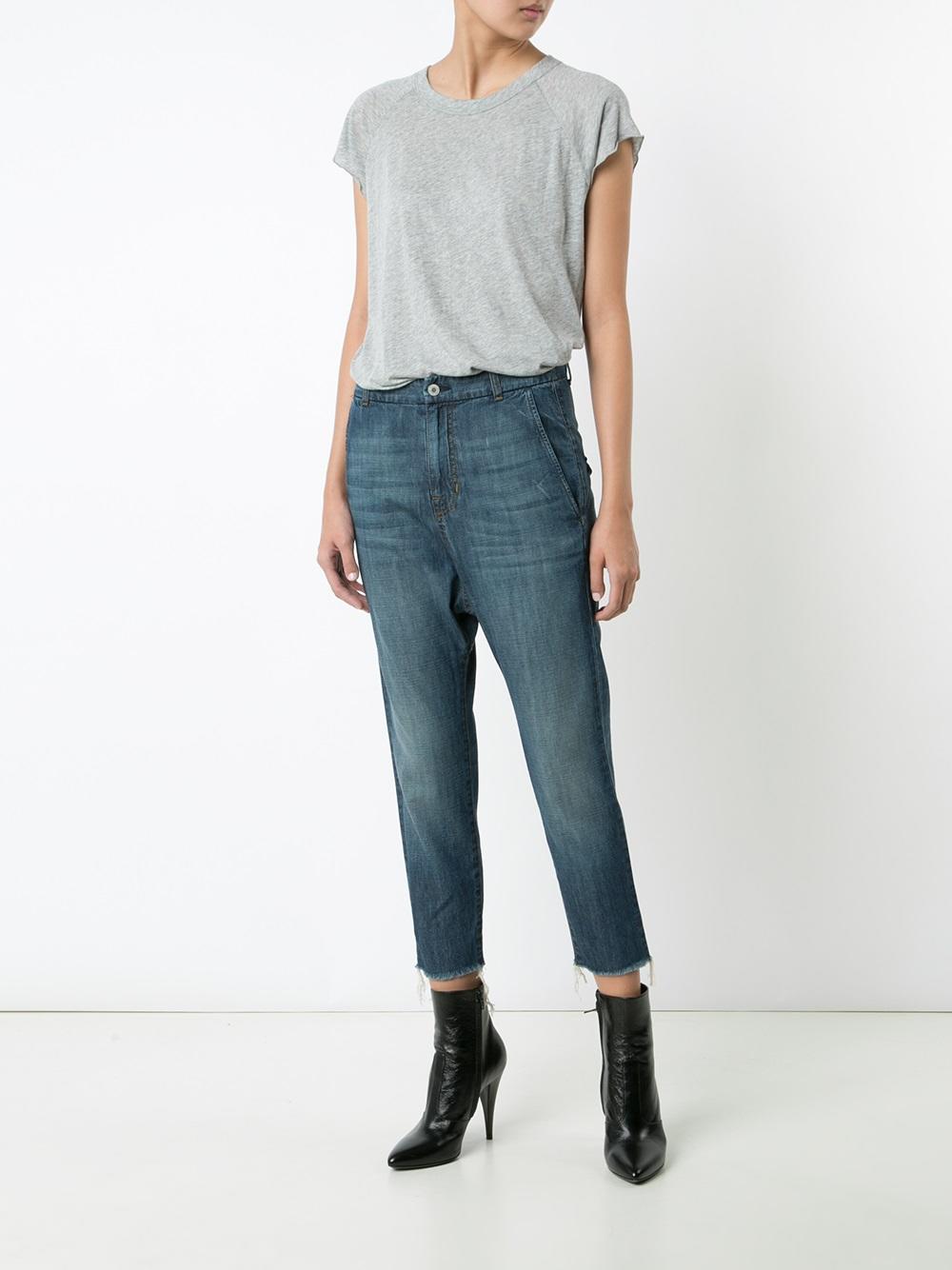 drop-crotch cropped jeans 