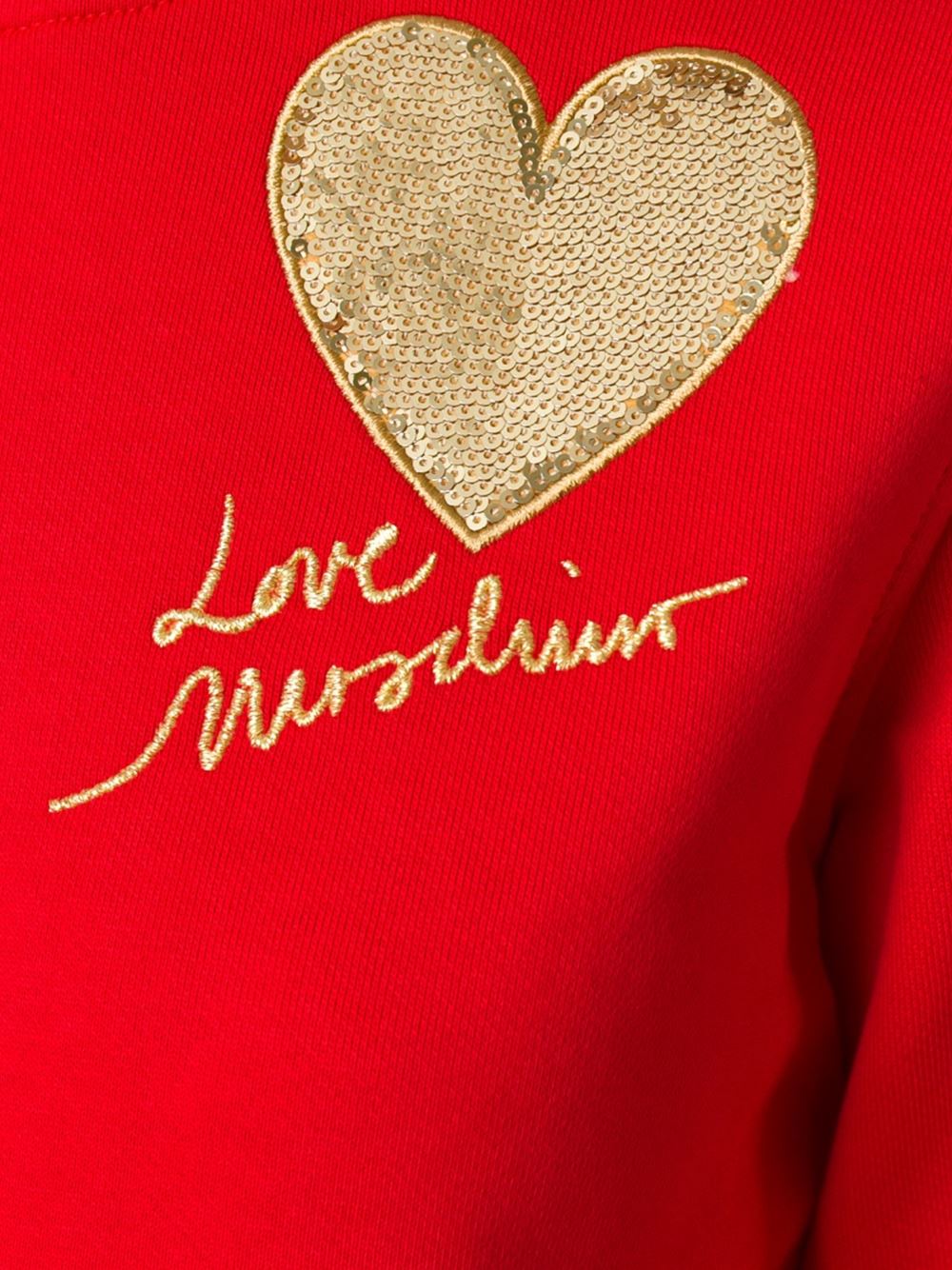 sequined heart patch sweatshirt