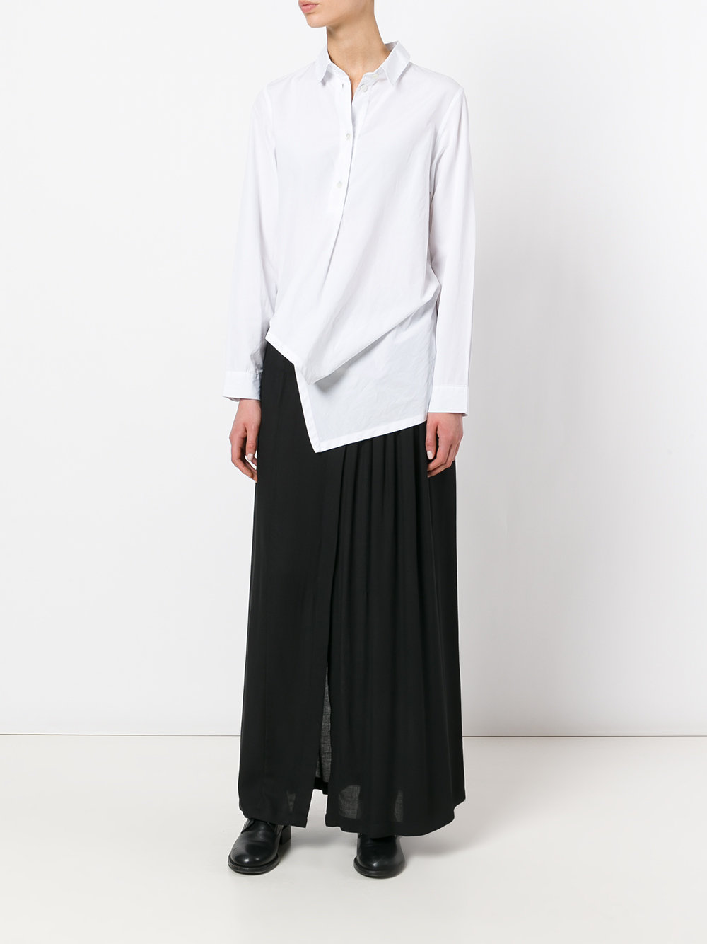 gathered front straight skirt