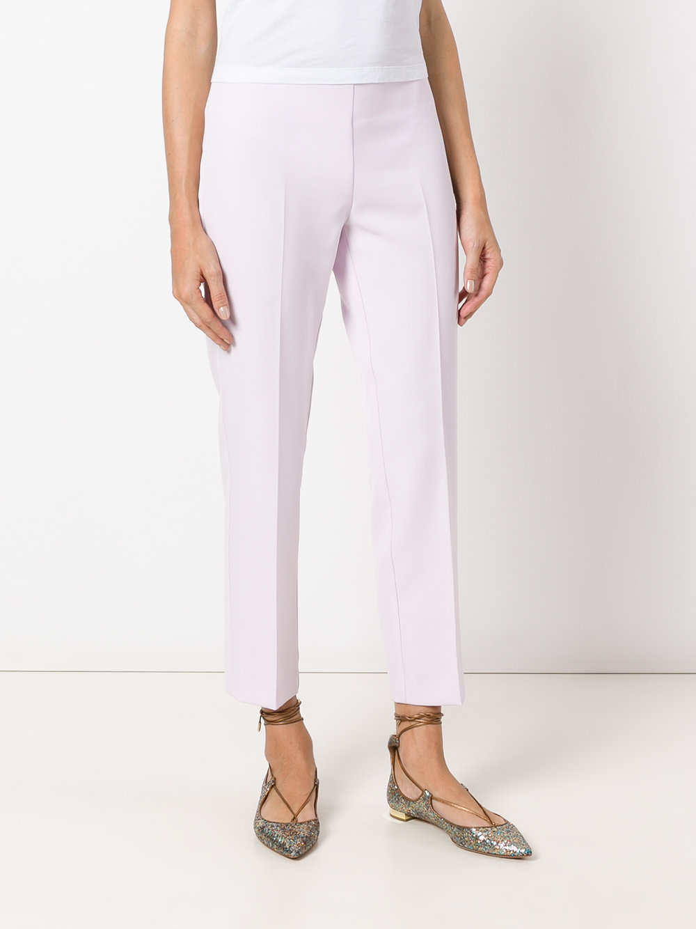 pleat detail cropped trousers