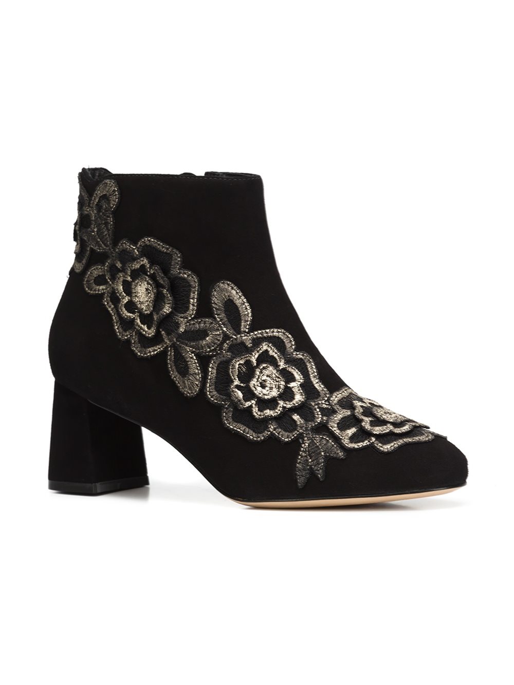 floral patch ankle boots