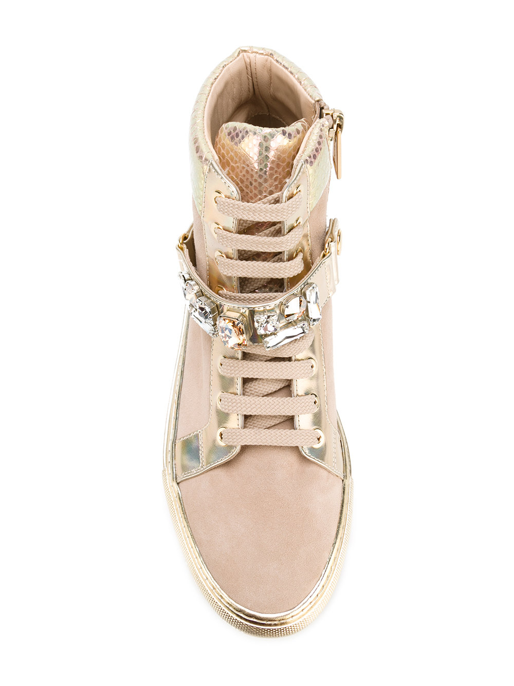 gold panel lace-up sneakers