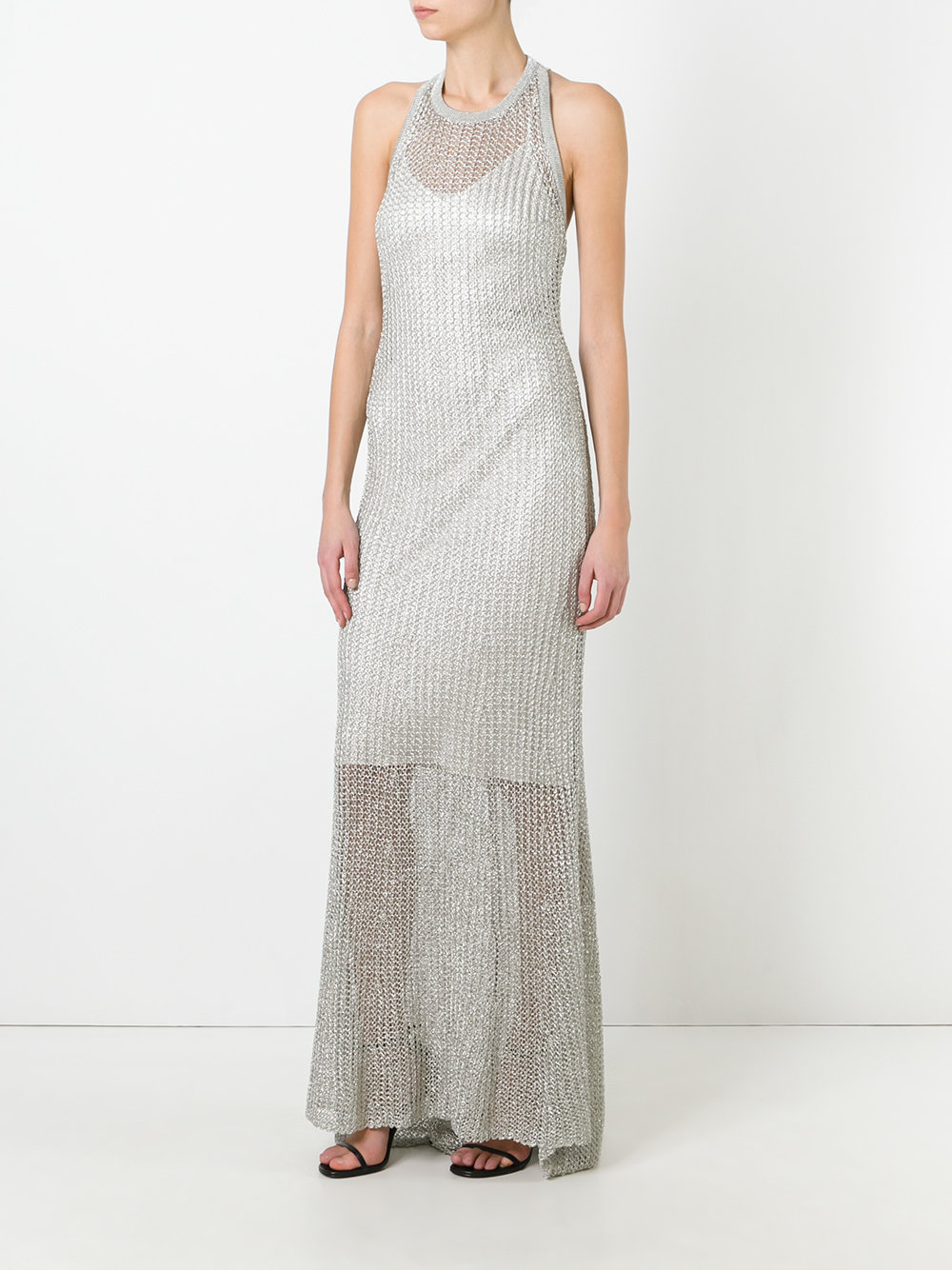 halterneck metallic thread dress