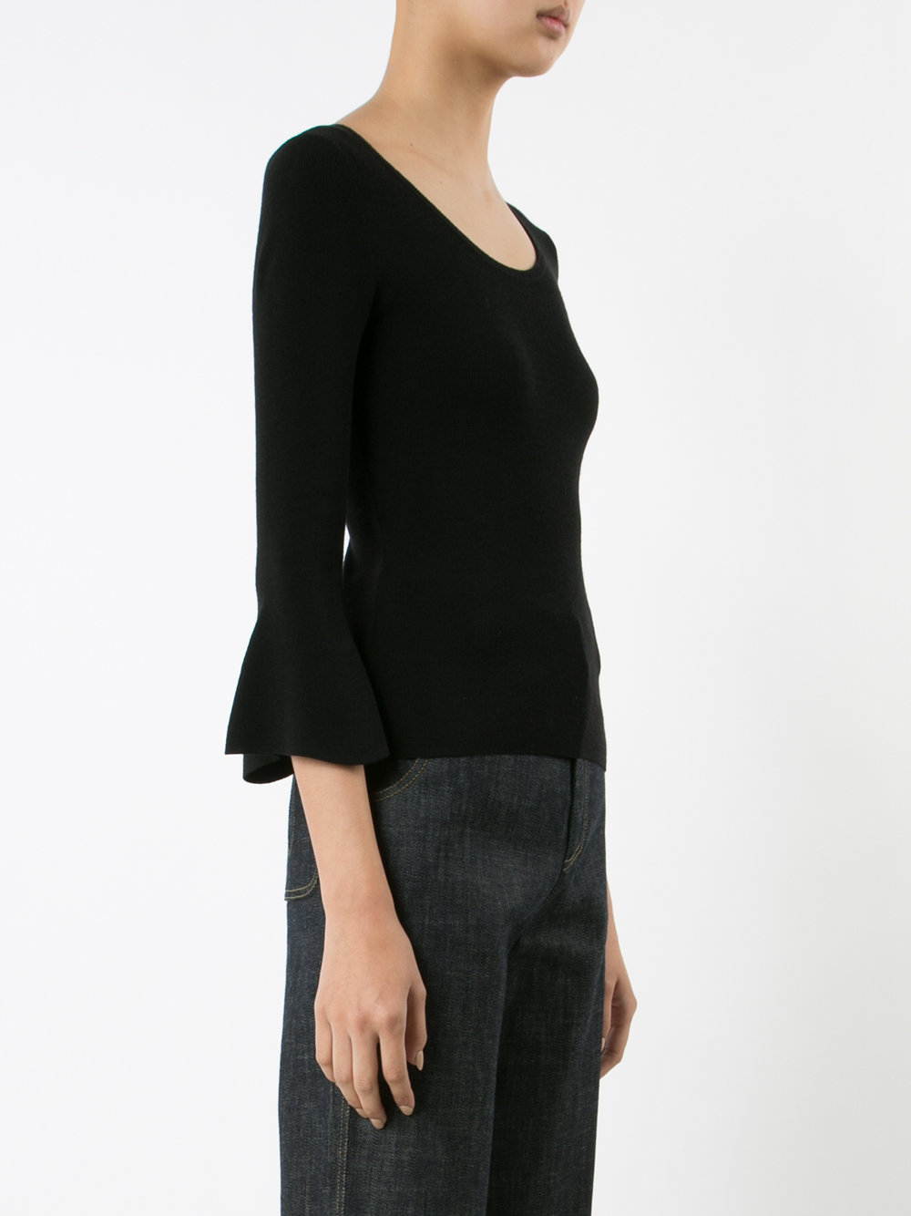 three-quarters ruffled sleeves jumper