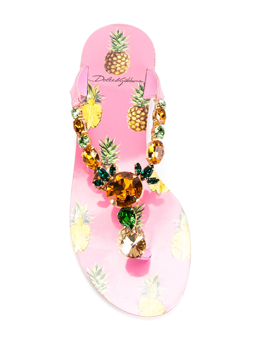 pineapple print jewel flip-flips