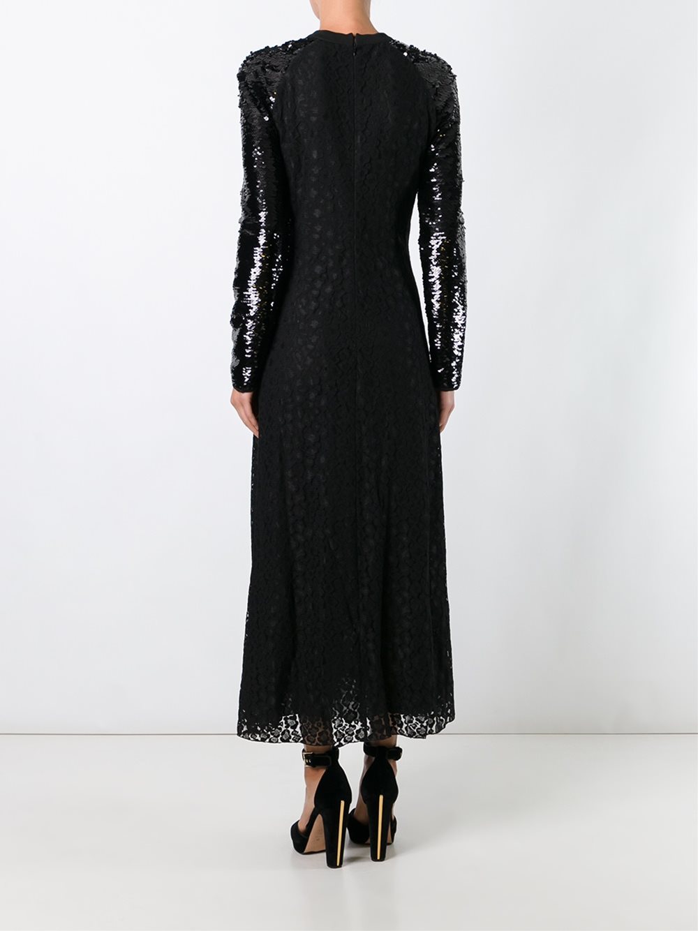 lace long flared dress