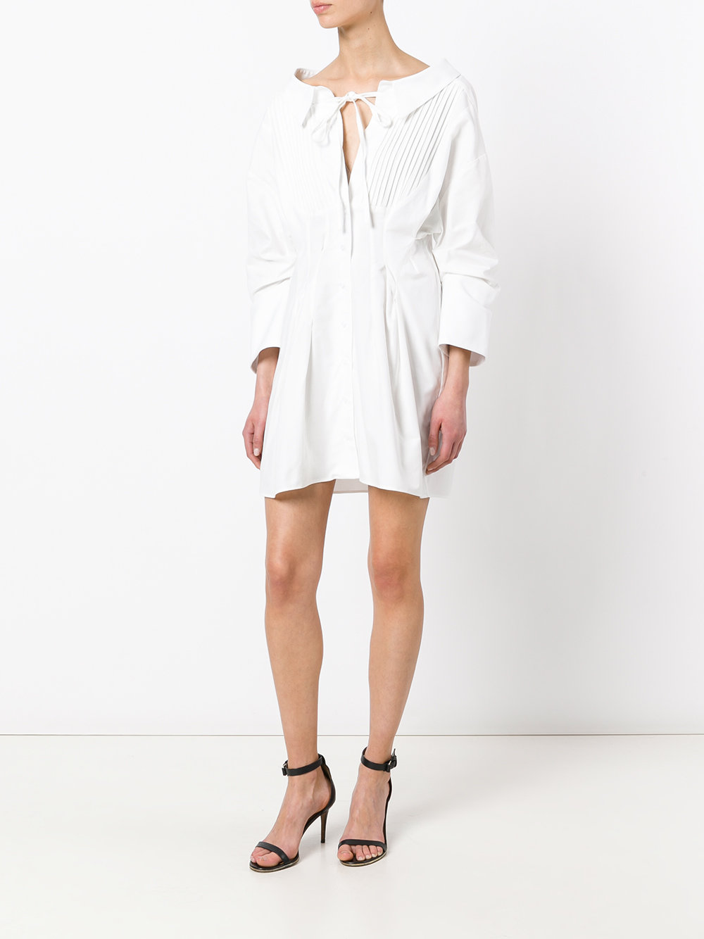 pleat-front shirt dress