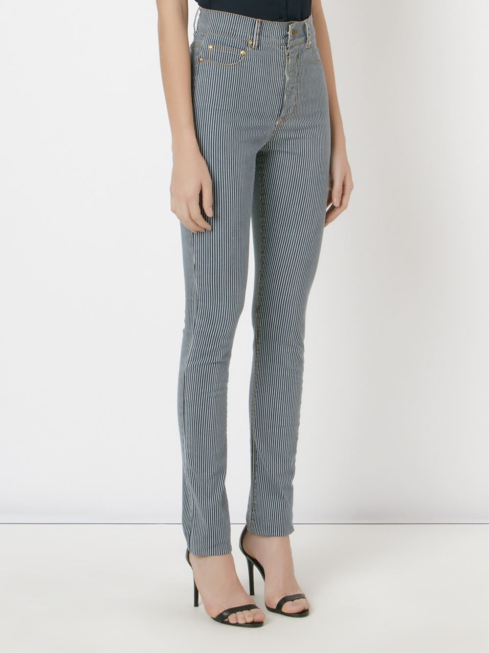 striped high waist skinny trousers