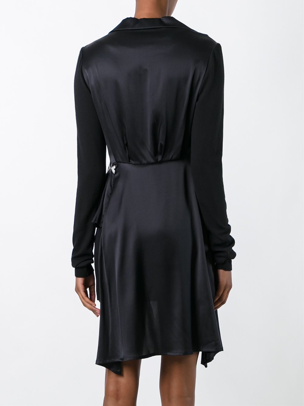 peaked lapel draped dress