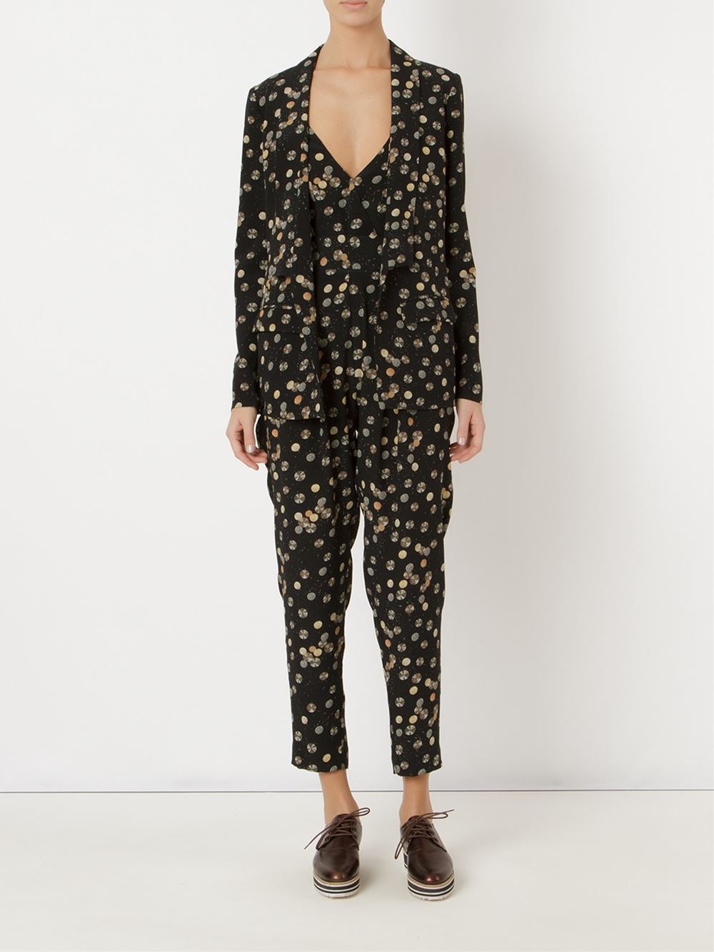 open front printed blazer